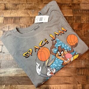 Space Jam Looney Tunes Gray Long Sleeve Graphic T-Shirt Mens 3XL NWT TS7FEASJ